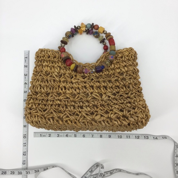 Cappelli Straworld Straw Bejeweled Handles Purse - Picture 10 of 16